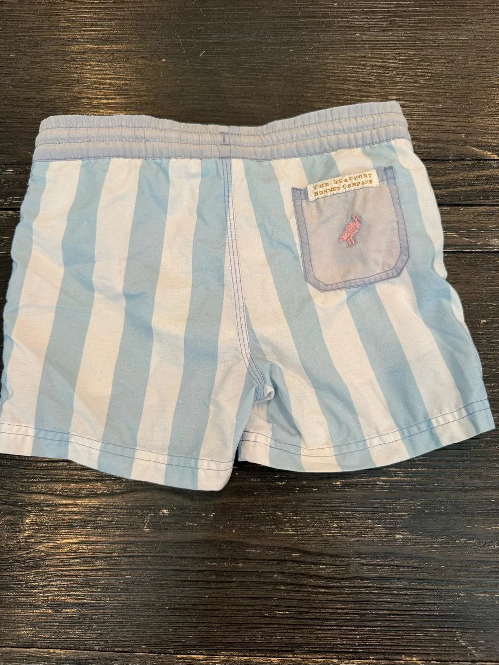 The Beaufort Bonnet Company Blue and White Striped Kids 3T Swim Trunks